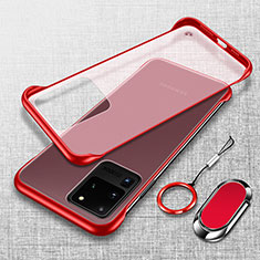 Coque Antichocs Rigide Transparente Crystal Etui Housse JS1 pour Samsung Galaxy S20 Ultra 5G Rouge