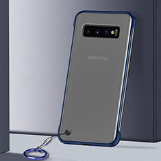 Coque Antichocs Rigide Transparente Crystal Etui Housse S01 pour Samsung Galaxy S10 Bleu
