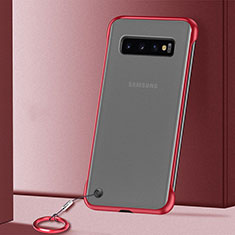 Coque Antichocs Rigide Transparente Crystal Etui Housse S01 pour Samsung Galaxy S10 Rouge