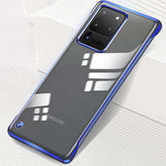 Coque Antichocs Rigide Transparente Crystal Etui Housse S02 pour Samsung Galaxy S20 Ultra 5G Bleu