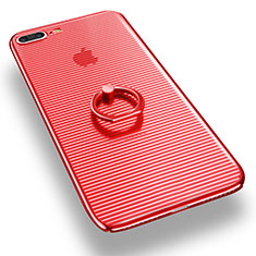 Coque Antichocs Rigide Transparente et Support Bague Anneau pour Apple iPhone 7 Plus Rouge