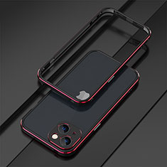 Coque Bumper Luxe Aluminum Metal Etui A01 pour Apple iPhone 13 Rouge et Noir