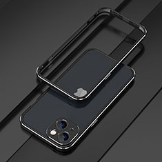 Coque Bumper Luxe Aluminum Metal Etui A01 pour Apple iPhone 14 Argent et Noir