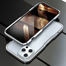 Coque Bumper Luxe Aluminum Metal Etui A01 pour Apple iPhone 14 Pro Max Argent