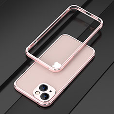 Coque Bumper Luxe Aluminum Metal Etui A01 pour Apple iPhone 15 Or Rose