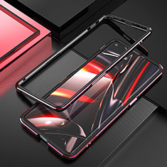 Coque Bumper Luxe Aluminum Metal Etui A01 pour Oppo Reno3 Pro Rouge et Noir