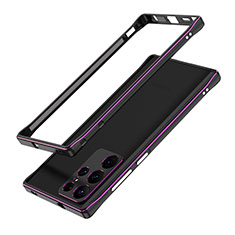 Coque Bumper Luxe Aluminum Metal Etui A01 pour Samsung Galaxy S21 Ultra 5G Violet