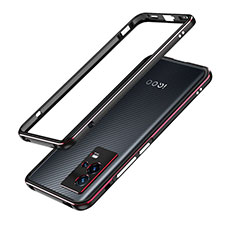 Coque Bumper Luxe Aluminum Metal Etui A01 pour Vivo iQOO 8 5G Rouge et Noir