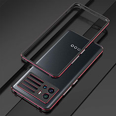 Coque Bumper Luxe Aluminum Metal Etui A01 pour Vivo iQOO 9 5G Rouge et Noir