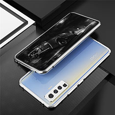 Coque Bumper Luxe Aluminum Metal Etui A01 pour Vivo X50 5G Argent