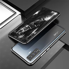 Coque Bumper Luxe Aluminum Metal Etui A01 pour Vivo X50 5G Argent et Noir
