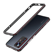 Coque Bumper Luxe Aluminum Metal Etui A01 pour Xiaomi Mi 12 5G Rouge et Noir