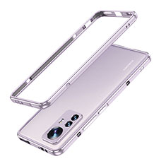 Coque Bumper Luxe Aluminum Metal Etui A01 pour Xiaomi Mi 12 Pro 5G Violet Clair
