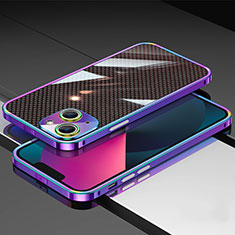 Coque Bumper Luxe Aluminum Metal Etui A02 pour Apple iPhone 13 Bleu