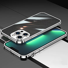Coque Bumper Luxe Aluminum Metal Etui A02 pour Apple iPhone 13 Pro Max Argent