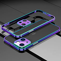 Coque Bumper Luxe Aluminum Metal Etui A03 pour Apple iPhone 13 Bleu