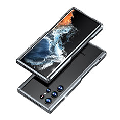 Coque Bumper Luxe Aluminum Metal Etui A03 pour Samsung Galaxy S21 Ultra 5G Gris