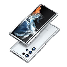 Coque Bumper Luxe Aluminum Metal Etui A03 pour Samsung Galaxy S23 Ultra 5G Argent