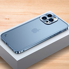 Coque Bumper Luxe Aluminum Metal Etui A04 pour Apple iPhone 13 Pro Max Bleu