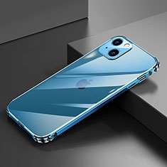 Coque Bumper Luxe Aluminum Metal Etui A06 pour Apple iPhone 13 Mini Bleu