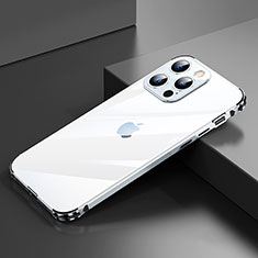 Coque Bumper Luxe Aluminum Metal Etui A06 pour Apple iPhone 13 Pro Max Argent
