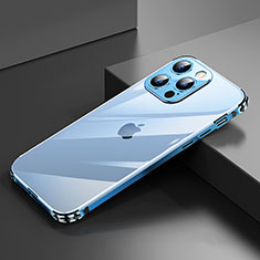 Coque Bumper Luxe Aluminum Metal Etui A06 pour Apple iPhone 13 Pro Max Bleu