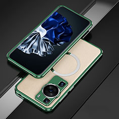 Coque Bumper Luxe Aluminum Metal Etui avec Mag-Safe Magnetic Magnetique pour Huawei P60 Pro Vert