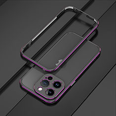 Coque Bumper Luxe Aluminum Metal Etui JZ1 pour Apple iPhone 13 Pro Max Violet