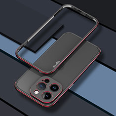 Coque Bumper Luxe Aluminum Metal Etui JZ1 pour Apple iPhone 13 Pro Rouge et Noir