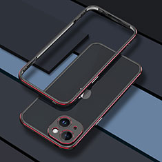 Coque Bumper Luxe Aluminum Metal Etui JZ1 pour Apple iPhone 14 Rouge et Noir