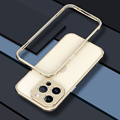 Coque Bumper Luxe Aluminum Metal Etui JZ1 pour Apple iPhone 15 Pro Or