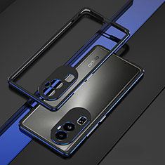 Coque Bumper Luxe Aluminum Metal Etui JZ1 pour Oppo Reno10 Pro+ Plus 5G Bleu et Noir