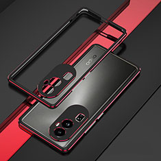 Coque Bumper Luxe Aluminum Metal Etui JZ1 pour Oppo Reno10 Pro+ Plus 5G Rouge et Noir