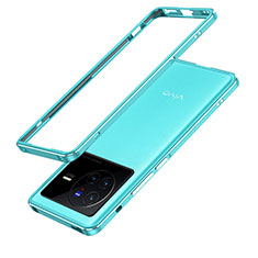 Coque Bumper Luxe Aluminum Metal Etui JZ1 pour Vivo X80 Pro 5G Bleu Ciel