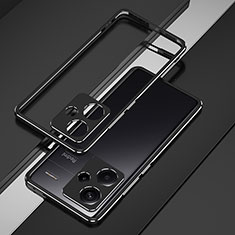 Coque Bumper Luxe Aluminum Metal Etui JZ1 pour Xiaomi Redmi Note 13 Pro+ Plus 5G Argent et Noir