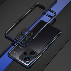 Coque Bumper Luxe Aluminum Metal Etui JZ1 pour Xiaomi Redmi Note 13 Pro+ Plus 5G Bleu et Noir