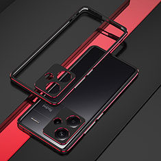Coque Bumper Luxe Aluminum Metal Etui JZ1 pour Xiaomi Redmi Note 13 Pro+ Plus 5G Rouge et Noir
