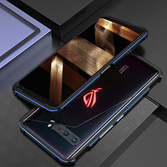 Coque Bumper Luxe Aluminum Metal Etui JZ2 pour Asus ROG Phone 3 Bleu et Noir