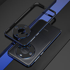 Coque Bumper Luxe Aluminum Metal Etui JZ4 pour Huawei Mate 60 Bleu et Noir