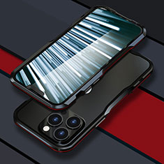 Coque Bumper Luxe Aluminum Metal Etui LF1 pour Apple iPhone 13 Pro Max Rouge et Noir