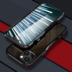 Coque Bumper Luxe Aluminum Metal Etui LF1 pour Apple iPhone 14 Plus Rouge et Noir