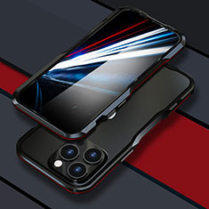 Coque Bumper Luxe Aluminum Metal Etui LF1 pour Apple iPhone 14 Pro Max Rouge et Noir