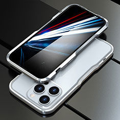 Coque Bumper Luxe Aluminum Metal Etui LF1 pour Apple iPhone 15 Pro Max Argent