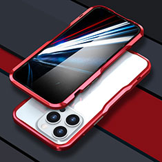 Coque Bumper Luxe Aluminum Metal Etui LF1 pour Apple iPhone 15 Pro Max Rouge