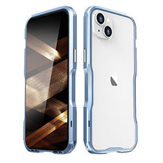 Coque Bumper Luxe Aluminum Metal Etui LF2 pour Apple iPhone 15 Bleu