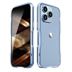Coque Bumper Luxe Aluminum Metal Etui LF2 pour Apple iPhone 15 Pro Bleu