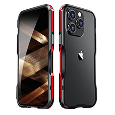 Coque Bumper Luxe Aluminum Metal Etui LF2 pour Apple iPhone 15 Pro Rouge et Noir