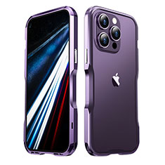 Coque Bumper Luxe Aluminum Metal Etui LF3 pour Apple iPhone 13 Pro Max Violet