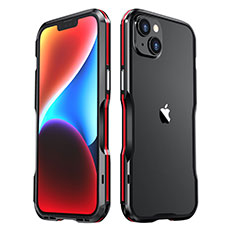Coque Bumper Luxe Aluminum Metal Etui LF3 pour Apple iPhone 14 Plus Rouge et Noir