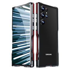 Coque Bumper Luxe Aluminum Metal Etui LK1 pour Samsung Galaxy S22 Ultra 5G Rouge et Noir